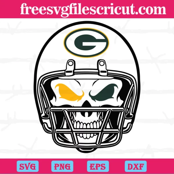 Green Bay Packers Skull Helmet, Svg Png Dxf Eps Digital Download