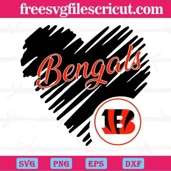 Heart Cincinnati Bengals, Layered Svg Files
