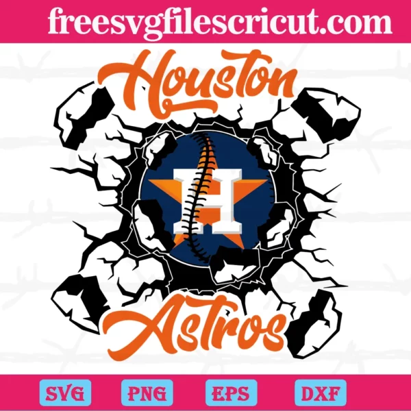 Houston Astros Baseball Team Wall Crack, Svg Png Dxf Eps Cricut Silhouette