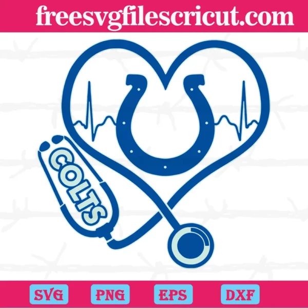 Indianapolis Colts Heart Stethoscope, Svg Png Dxf Eps Digital Files