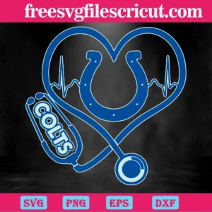 Indianapolis Colts Heart Stethoscope, Svg Png Dxf Eps Digital Files Invert