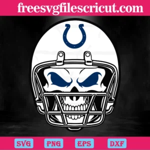 Indianapolis Colts Skull Helmet, Svg Files Invert