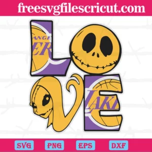 Jack Skellington And Sally Love Los Angeles Lakers, Cuttable Svg Files