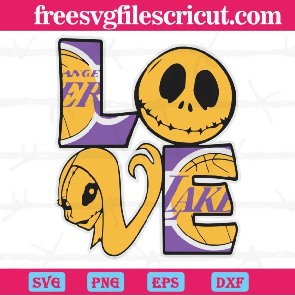 Jack Skellington And Sally Love Los Angeles Lakers, Cuttable Svg Files