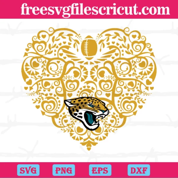 Jacksonville Jaguars Football Heart, Svg Png Dxf Eps Digital Files