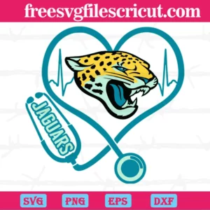 Jacksonville Jaguars Heart Stethoscope, Svg Cut Files