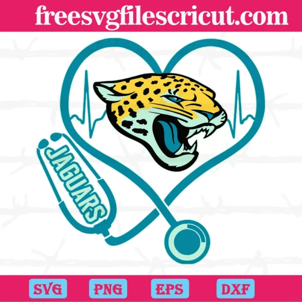 Jacksonville Jaguars Heart Stethoscope, Svg Cut Files