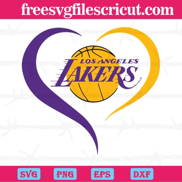 Los Angeles Lakers Heart, High-Quality Svg Files