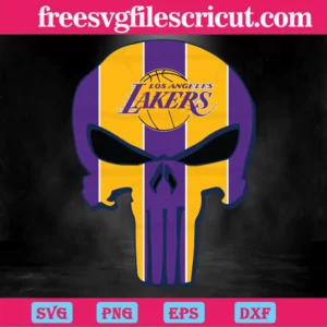 Los Angeles Lakers Skull, Svg Files For Crafting And Diy Projects Invert
