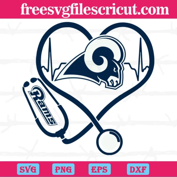 Los Angeles Rams Heart Stethoscope, Svg Png Dxf Eps Digital Download