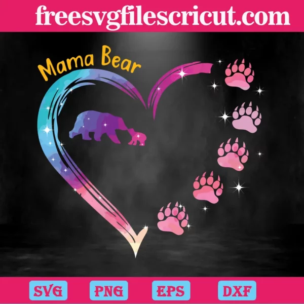 Mama Bear Svg, Mommy Theme, Bear Family PNG, Mothers Day Dxf