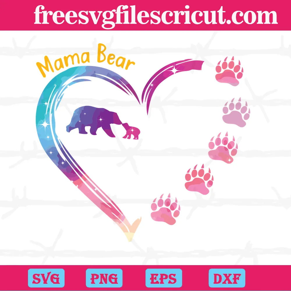 Mama Bear, Grandma Mom Gift, Mother's Day Free Svg File - SVG Heart