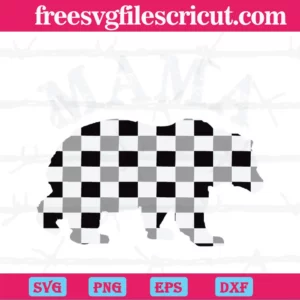 Mama Bear White Plaid, Svg Png Dxf Eps Cricut Invert