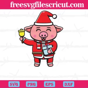 Merry Christmas Santa Pig, Cutting File Svg