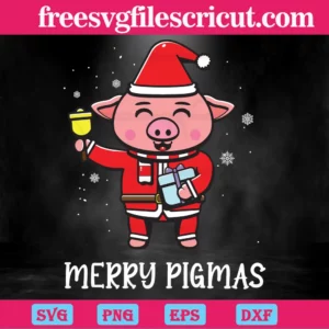 Merry Christmas Santa Pig, Cutting File Svg Invert