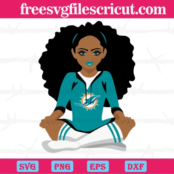 Miami Dolphins Black Girl, Cuttable Svg Files