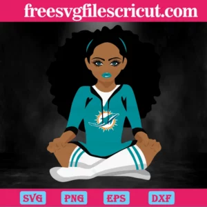 Miami Dolphins Black Girl, Cuttable Svg Files Invert