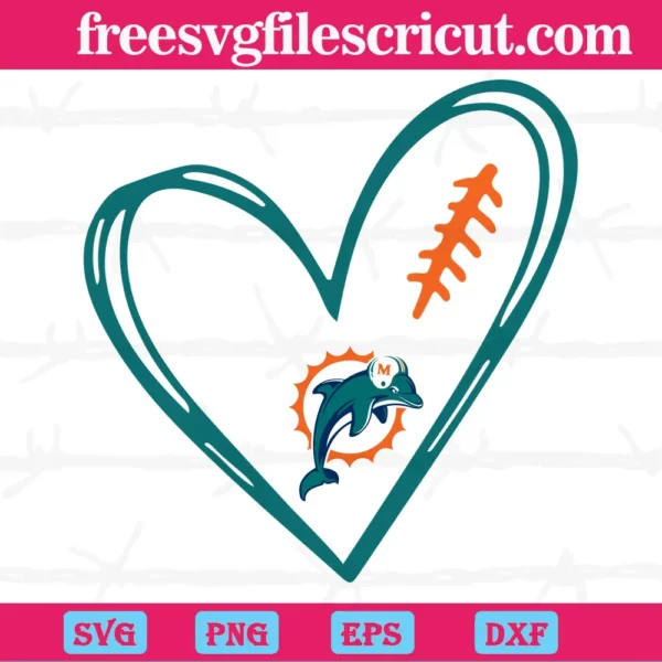Miami Dolphins Heart Logo, High-Quality Svg Files