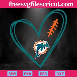 Miami Dolphins Heart Logo, High-Quality Svg Files Invert