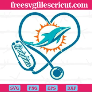 Miami Dolphins Heart Stethoscope, Svg Cut Files Invert