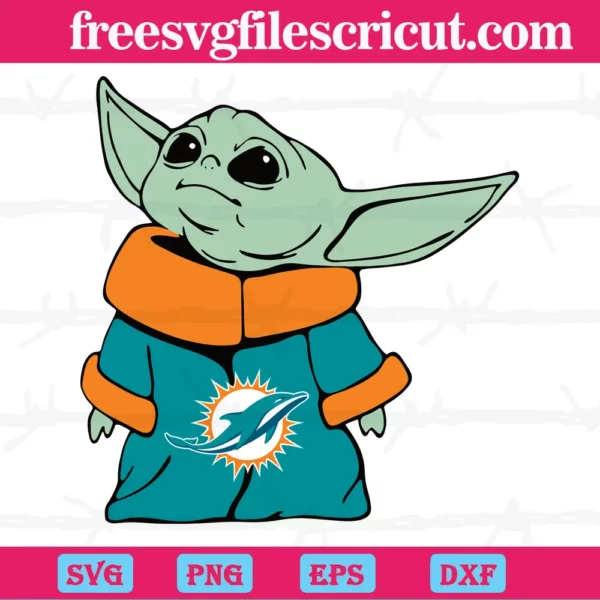 Miami Dolphins Nfl Baby Yoda, Svg Png Dxf Eps Digital Download