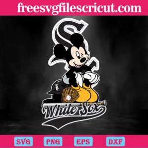 Mickey Mouse Chicago White Sox, Svg Png Dxf Eps Digital Download Invert