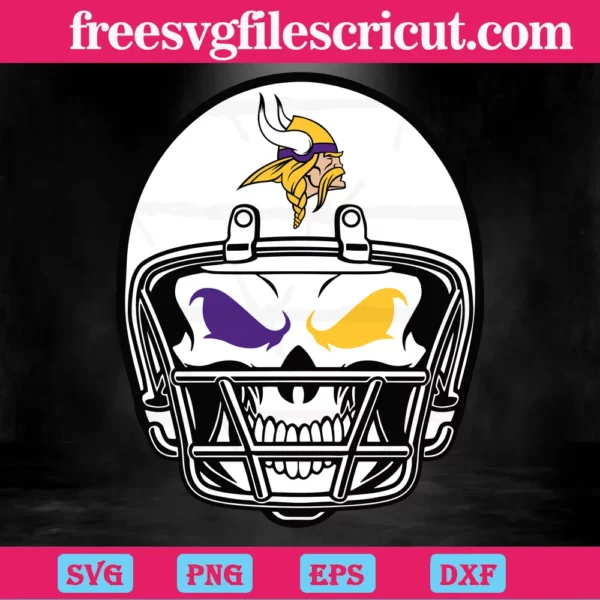 Minnesota Vikings Skull Helmet, Vector Illustrations