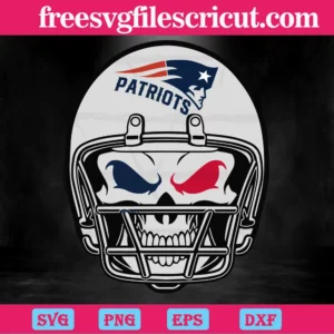 New England Patriots Skull Helmet, Svg Png Dxf Eps Digital Download Invert