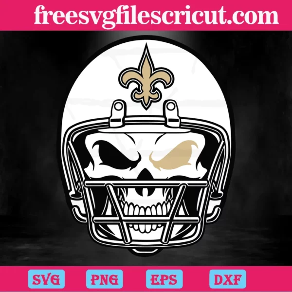 New Orleans Saints Skull Helmet, Cuttable Svg Files Invert