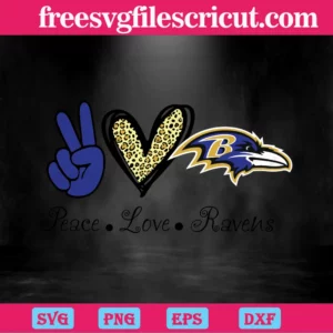 Peace Love Baltimore Ravens, Svg Png Dxf Eps Digital Download Invert