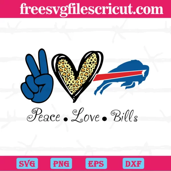 Peace Love Buffalo Bills, Svg Png Dxf Eps Cricut Silhouette