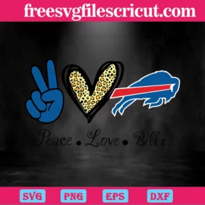 Peace Love Buffalo Bills, Svg Png Dxf Eps Cricut Silhouette Invert