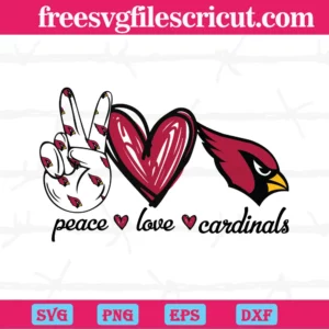 Peace Love Cardinals, Svg Png Dxf Eps Digital Download