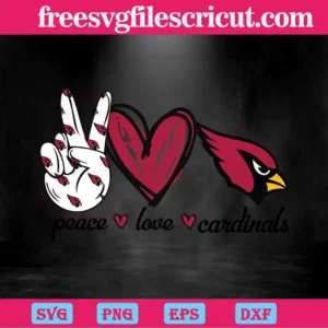 Peace Love Cardinals, Svg Png Dxf Eps Digital Download Invert