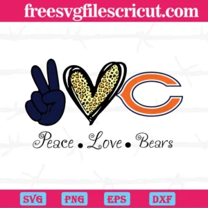Peace Love Chicago Bears, Svg Png Dxf Eps Digital Files