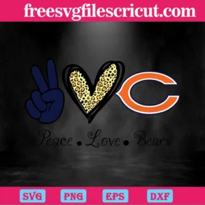 Peace Love Chicago Bears, Svg Png Dxf Eps Digital Files Invert