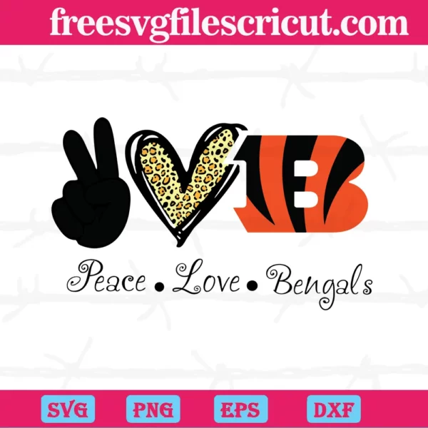 Peace Love Cincinnati Bengals, Svg Png Dxf Eps Cricut