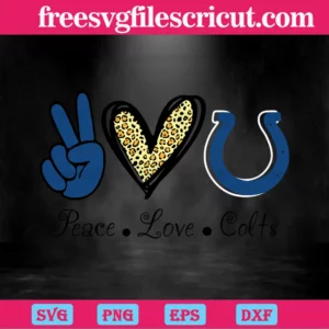 Peace Love Indianapolis Colts, Svg Png Dxf Eps Digital Download Invert