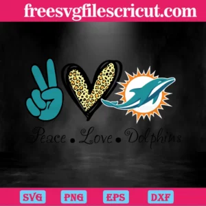 Peace Love Miami Dolphins, Svg Designs Invert