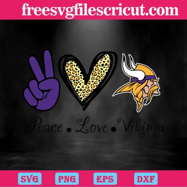 Peace Love Minnesota Vikings, Svg Files Invert