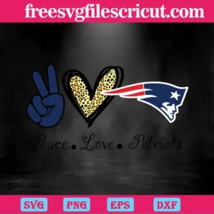 Peace Love New England Patriots, Svg Png Dxf Eps Cricut Silhouette Invert