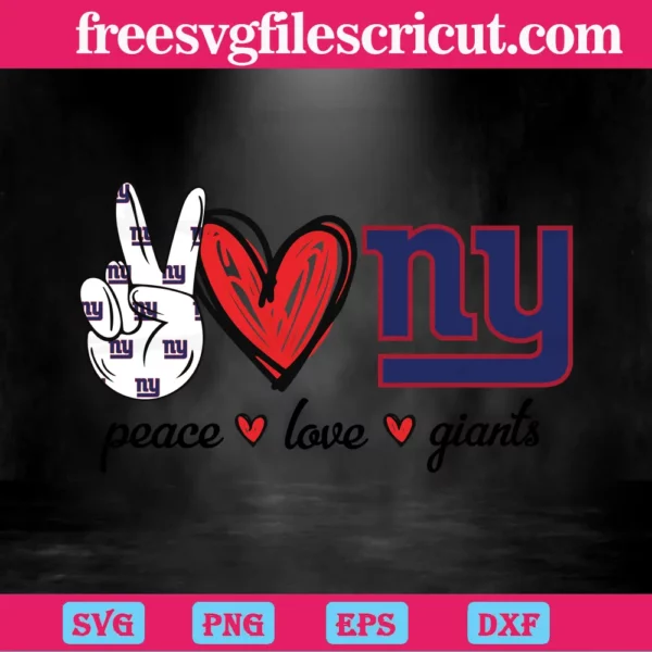 Peace Love New York Giants, Laser Cut Svg Files Invert