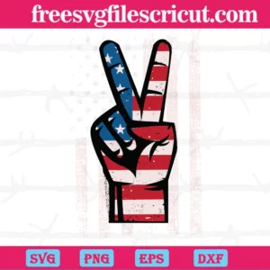 Peace Sign Hand America Flag, Laser Cut Svg Files