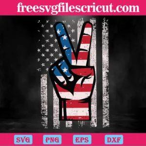 Peace Sign Hand America Flag, Laser Cut Svg Files Invert