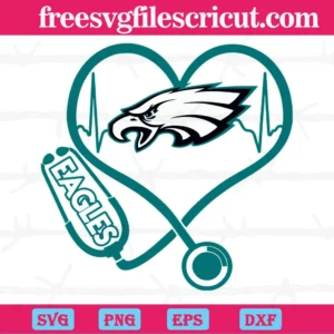 Philadelphia Eagles Heart Stethoscope, Layered Svg Files