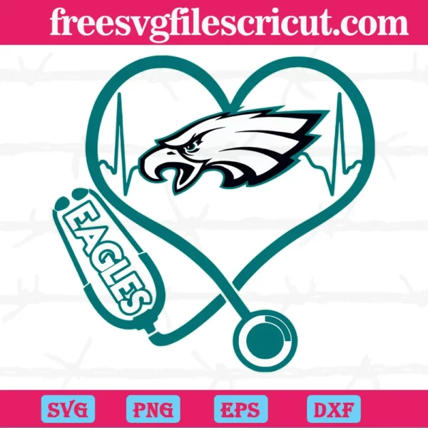 Philadelphia Eagles Heart Stethoscope, Layered Svg Files