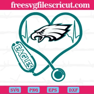 Philadelphia Eagles Heart Stethoscope, Layered Svg Files Invert