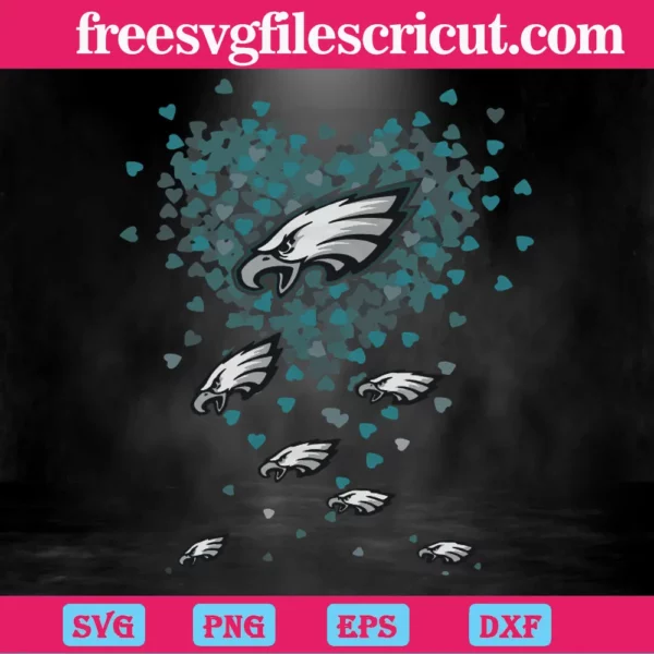 Philadelphia Eagles Tiny Hearts Shape, Svg Png Dxf Eps Digital Download Invert