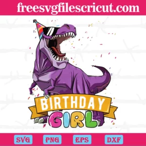 Purple T Rex 4Th Birthday Girl, Svg Png Dxf Eps