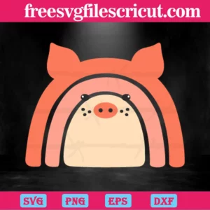 Rainbow Cute Pig, Svg Png Dxf Eps Cricut Files